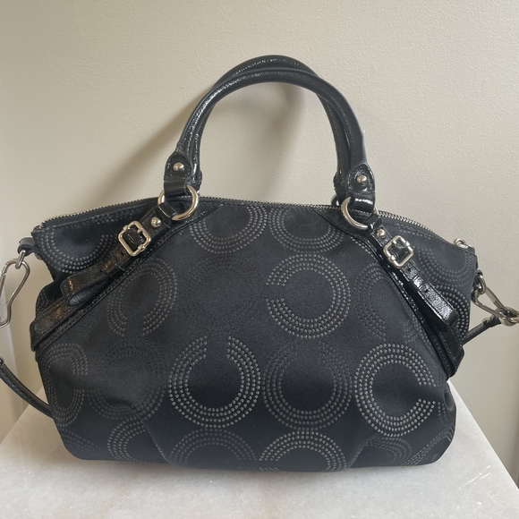 Coach Black Circle Pattern Satchel - Picture 2 of 4